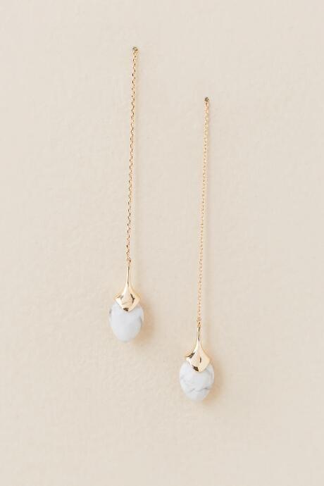 Francesca's Vinna Stone Drop Threader Earring - White