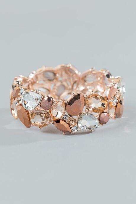 Francesca's Kayah Metallic Stretch Bracelet - Rose