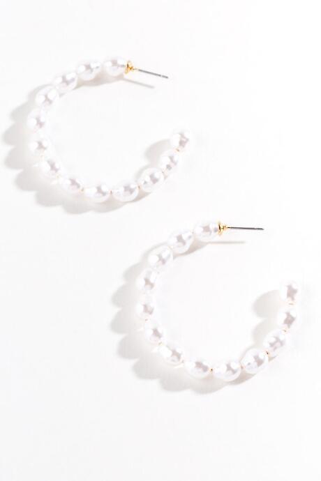 Francesca's Leona Pearl Hoops - Pearl