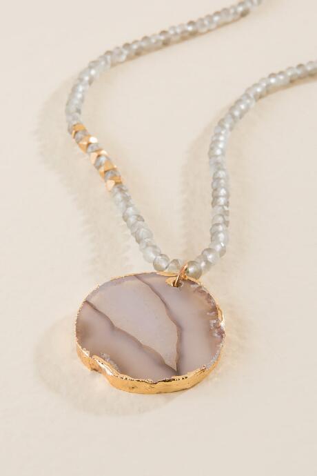 Francesca Inchess Wynter Beaded Agate Pendant - Gray