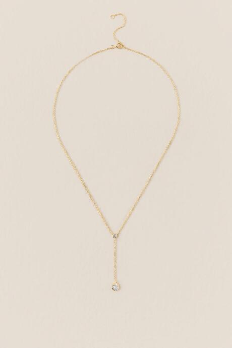 Francesca's Vermeil Cubic Zirconia Y Necklace - Gold
