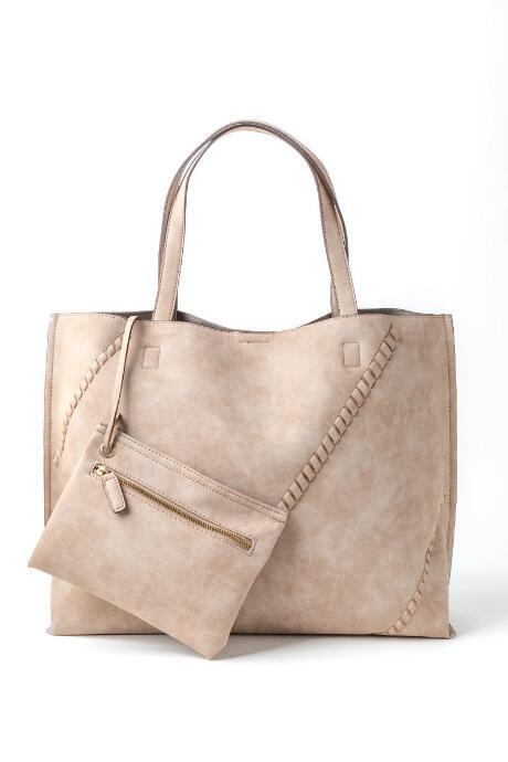 Francesca's Diagonal Patterned Large Tote - Gray