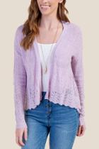 Francesca's Cassie Pointelle Cropped Sweater - Lavender