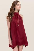 Francesca's Davinas Halter Shift Dress - Wine