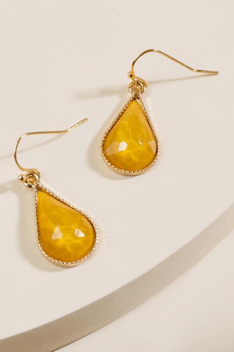 Francesca's Christine Teardrop Stone Earrings In Yellow - Mustard