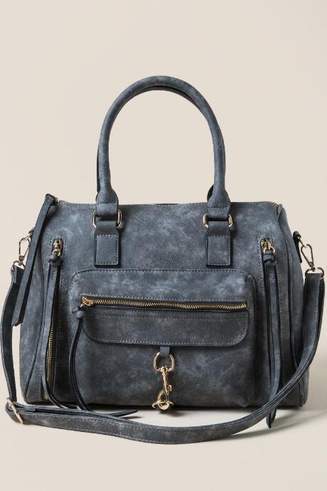 Francesca's Azariah Hook Front Satchel - Dark Grey