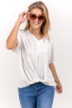 Francesca's Sadie Twist Front Top - Ivory