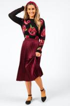 Francesca's Saharan Pleated Midi Skirt - Wine
