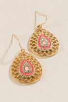 Francesca's Ximena Gold Drop Earrings - Coral
