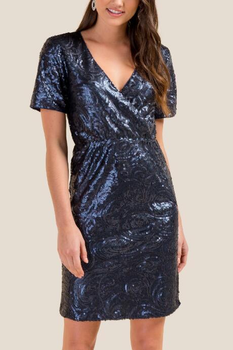 Francesca's Delaney Sequin Mini Dress - Navy