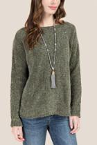 Blue Rain Ethel Slouchy Chenille Pullover Sweater - Olive