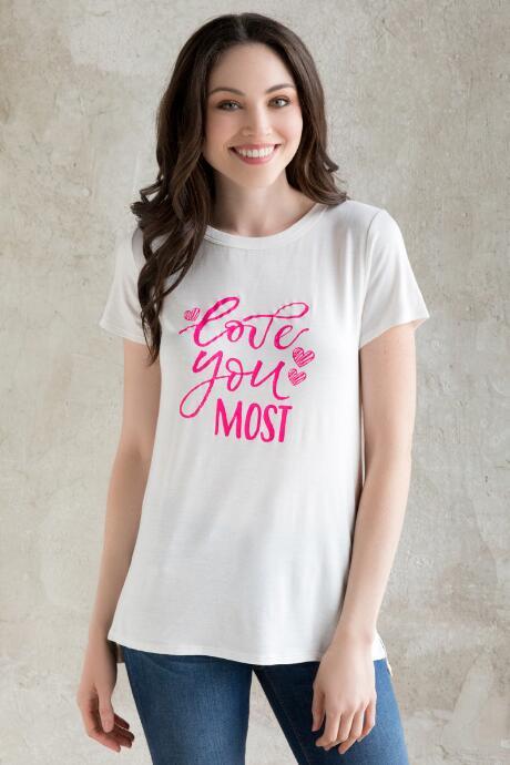 Francesca's Love You Most Graphic Tee - White