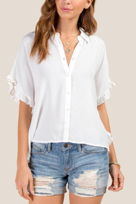 Francesca Inchess Elba Ruffled Button Down - White