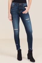 Francesca's Harper Inverted Double Fray Hem Jeans - Dark