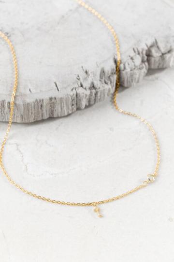 Francesca's T 14k Initial Necklace - T