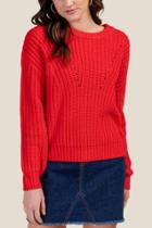 Francesca's Alana Pointelle Pullover Sweater - Red