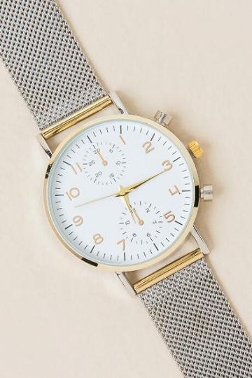 Fran Chelsea Mesh Band Watch - White