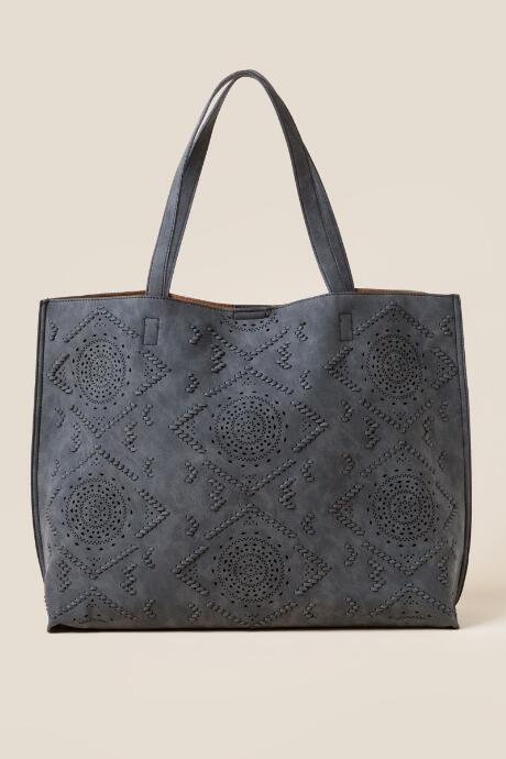 Francesca's Lee Whipstitch Medallion Tote - Black