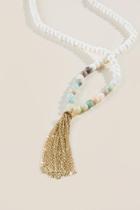 Francesca Inchess Lindy Beaded Tassel Pendant - Mint