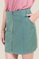 Francesca's Haylie Zipper Front Mini Skirt - Dark Olive