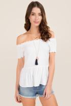 Blue Rain Kendall Smocked Off The Shoulder Top - White