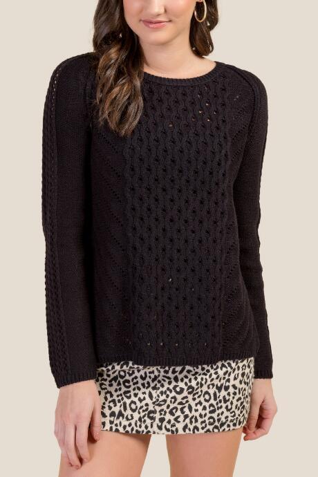 Francesca Inchess Everly Split Back Sweater - Black