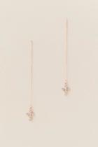 Francesca's Faith Crystal Cross Threader Earrings - Rose/gold