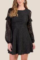 Francesca's Hadley Balloon Sleeve Dress - Black