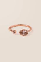 Francesca's Cara Rope Stone Teardrop Ring In Rose Gold - Rose/gold