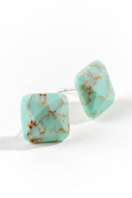 Francesca's Eden Square Matte Studs - Turquoise