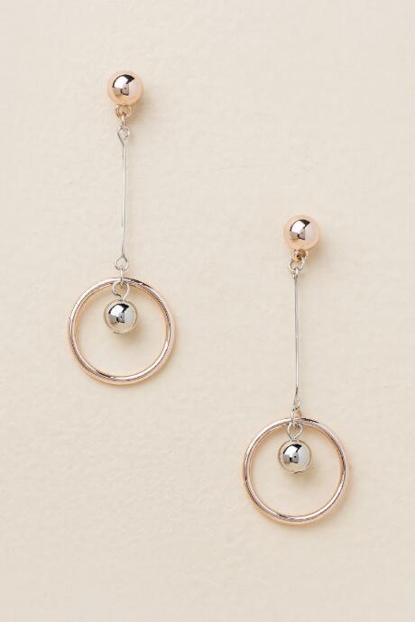 Francesca Inchess Nyala Circle Drop Earring In Rose Gold - Mixed Plating
