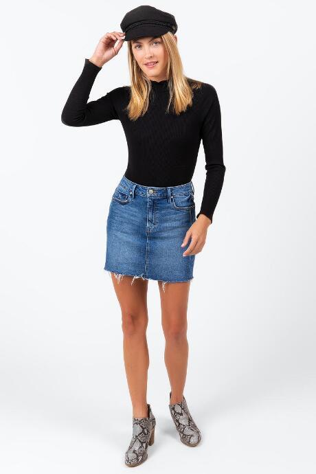 Francesca's Gaige Frayed Denim Skirt - Medium Wash