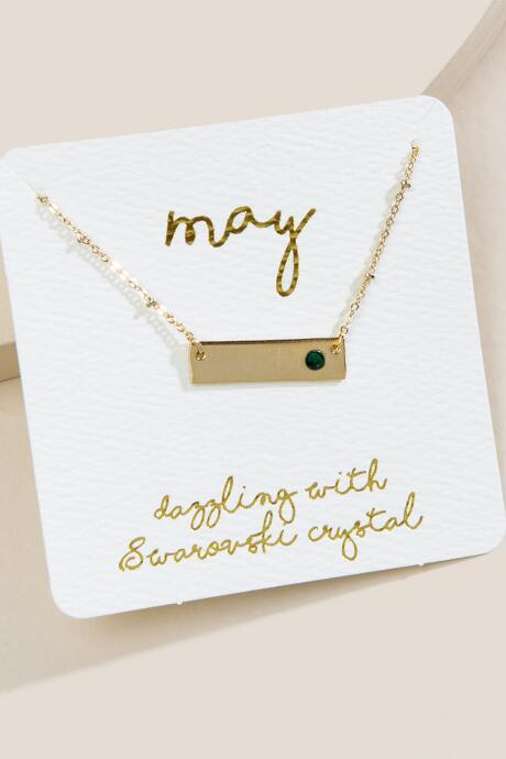 Francesca's May Swarovski Bar Pendant Necklace - Emerald