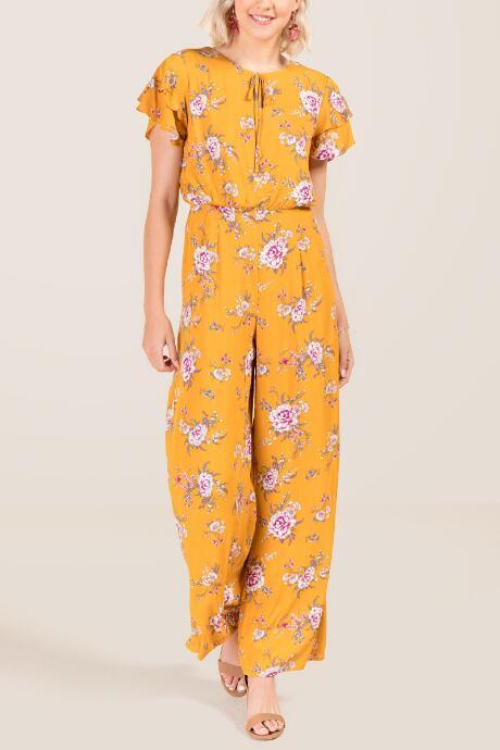 Francesca Inchess Frenchie Floral Jumpsuit - Marigold