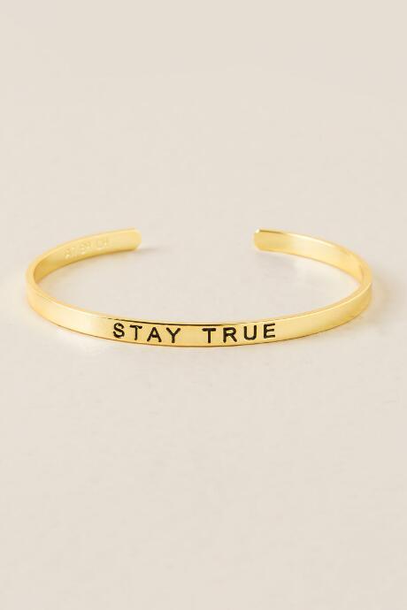Francescas Stay True Engraved Cuff - Gold