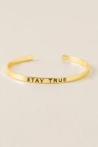 Francescas Stay True Engraved Cuff - Gold