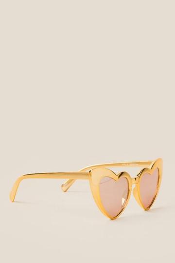 Francesca's Girl Next Door Heart Sunglasses - Gold