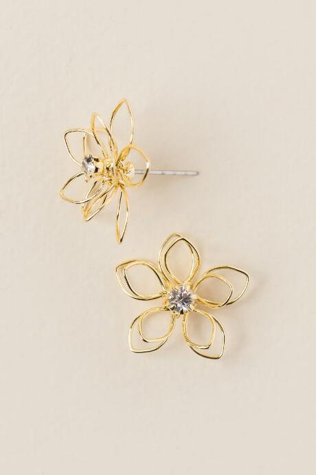 Francesca's Madeline Wire Flower Stud Earring - Gold
