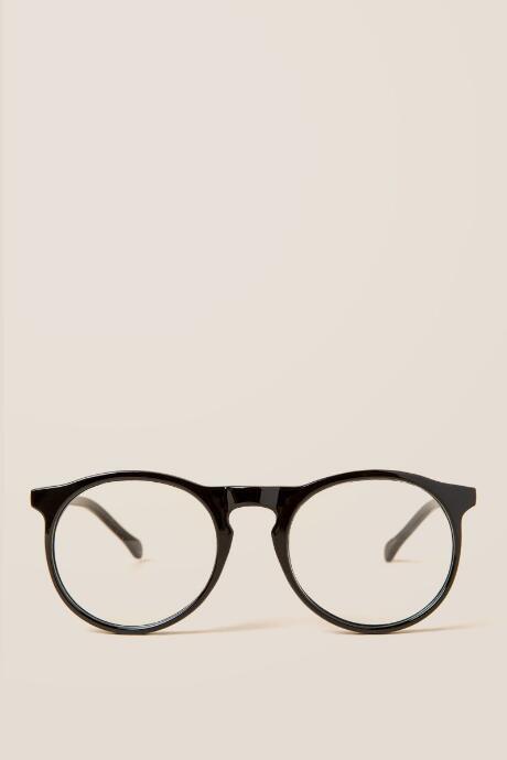 Francesca's Tammy Clear Round Glasses - Black