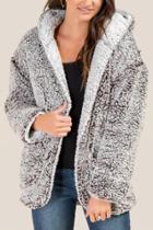 Francesca's Annabelle Reversible Hooded Wubby Coat - Black