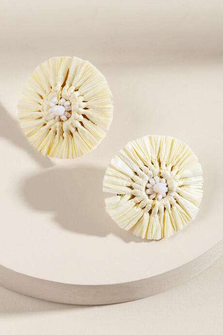 Francesca's Vienna Raffia Statement Studs In Ivory - Ivory