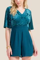 Francesca Inchess Jodi Burnout Velvet Romper - Pine