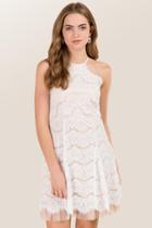 Francescas Rydel Y Neck Lace Tulle Hem A-line Dress - White