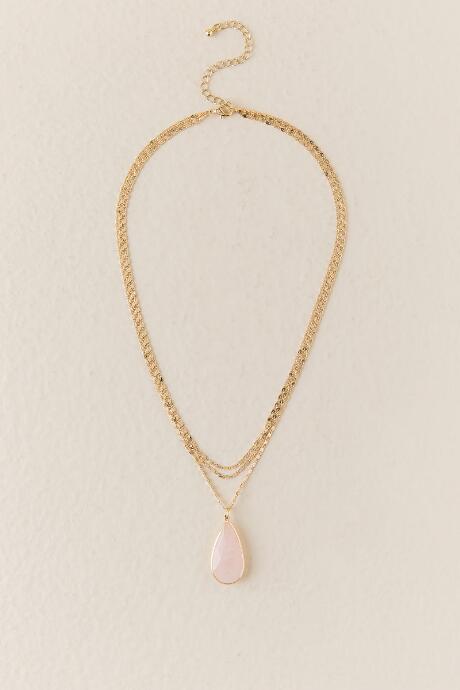 Francesca's Lucy Rose Quartz Layered Necklace - Pale Pink