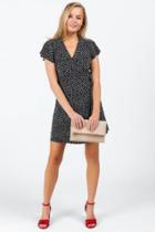 Francesca's Valencia Dot Wrap Dress - Black