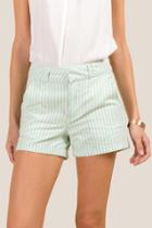 Francesca Inchess Mina Rolled Hem Striped Classic Shorts - Mint