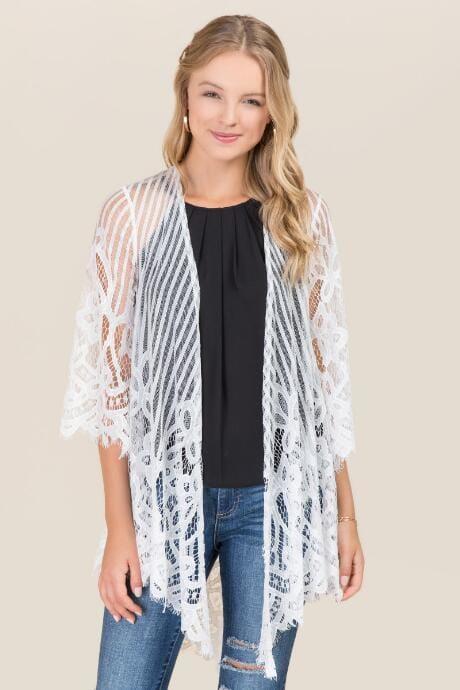 Mi Ami Loren Scalloped Lace Wrap - Ivory