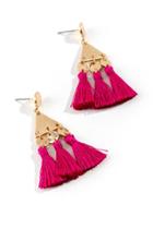 Francesca's Calla Triangle Tassel Earrings - Fuchsia