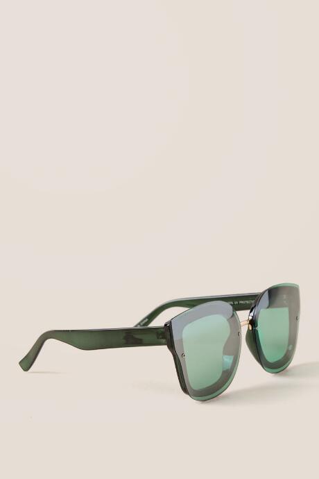 Francesca's Facade Square Mirrored Sunglasses - Green