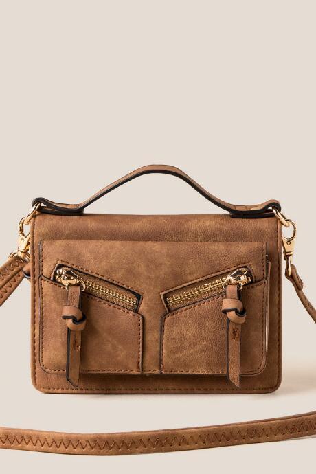 Francesca's Viola Double Zip Crossbody Wallet - Cognac